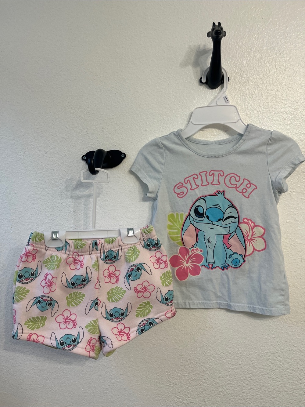 Disney Light Blue and Pink Stitch Short Set